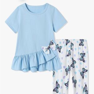Blue and butterfly girls Pajama Set NWT size 4 - 5T